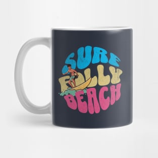 Surf Folly Beach South Carolina Vintage Surfboard Mug